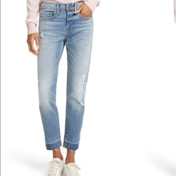 FRAME Le Boy Distressed Crop Jeans Size 26 - Picture 2 of 11
